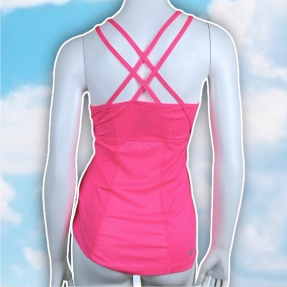 ❤️ DANSKIN NOW Criss Cross Racerback Workout Tank Top Neon Exercise Fitness Gym - Picture 6 of 9